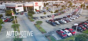 drone on automotive dealership/site to take photos for marketing media